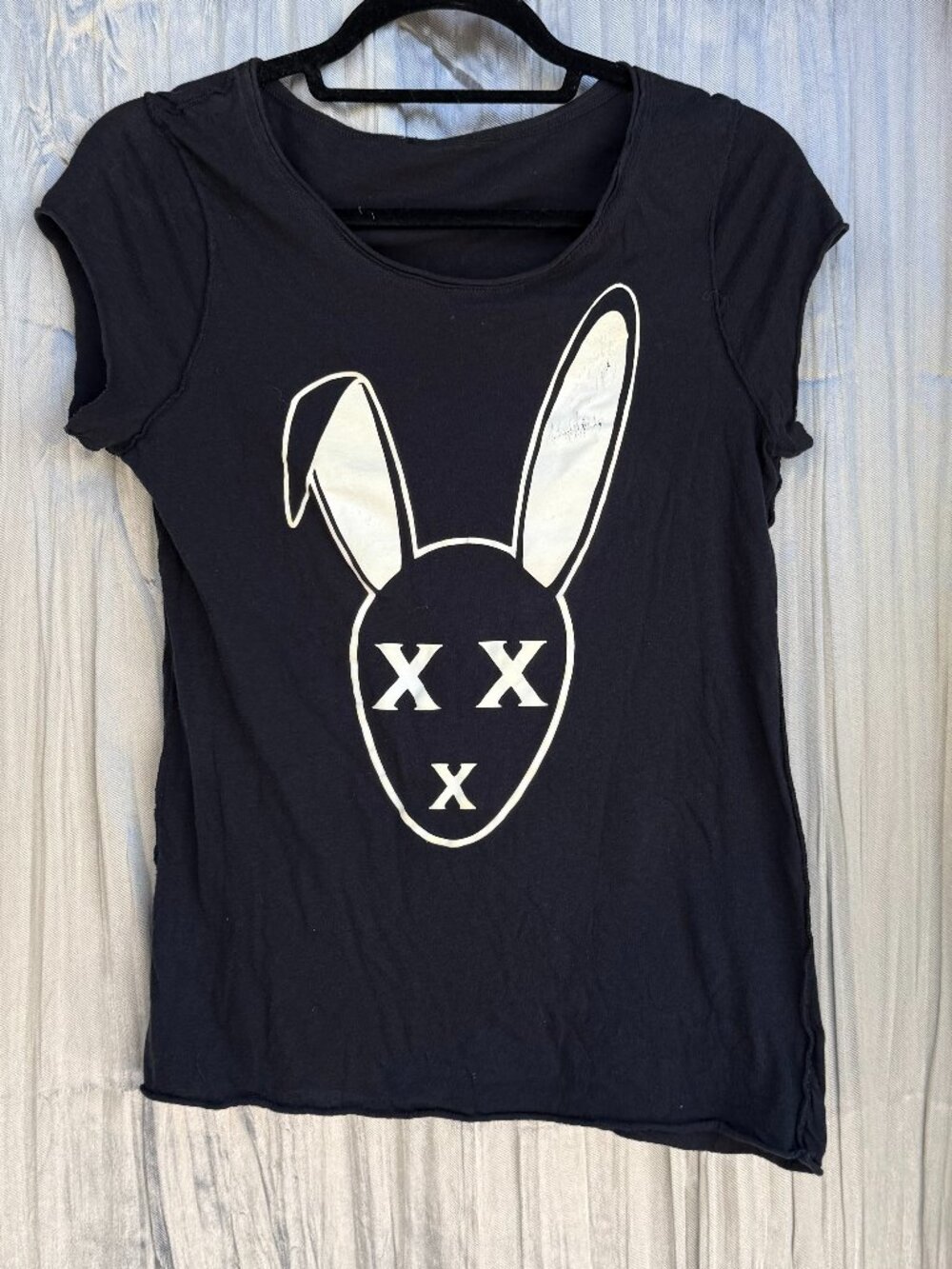 Thin & soft black sleeveless XXX bunny tee